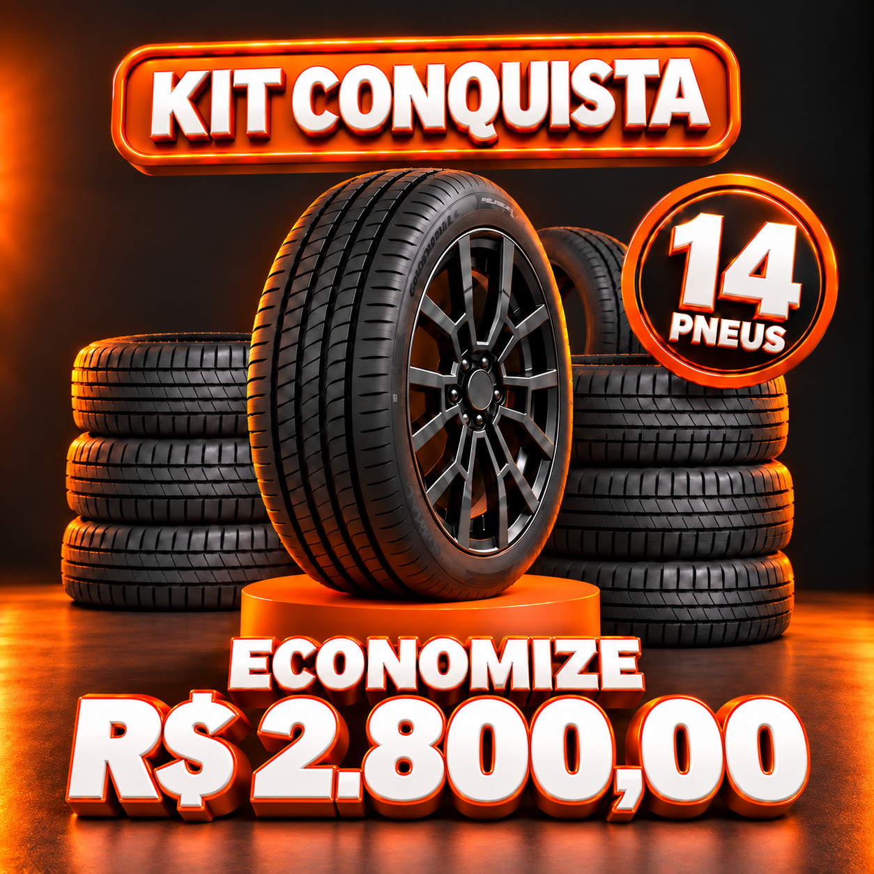 Kit Conquista com 14 pneus em oferta